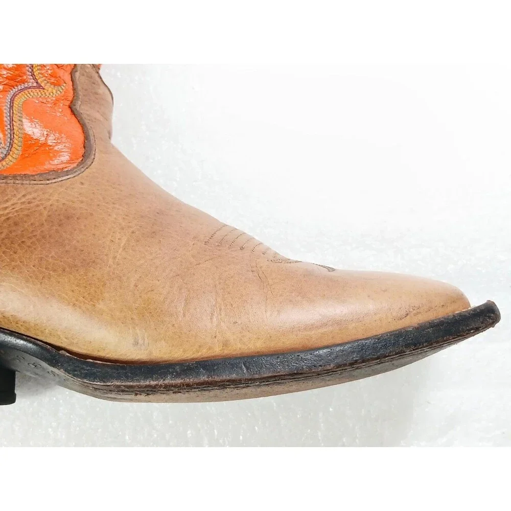 Nocona Men’s Cowboy Boots 8.5 D Brown Leather Orange Shaft USA Western